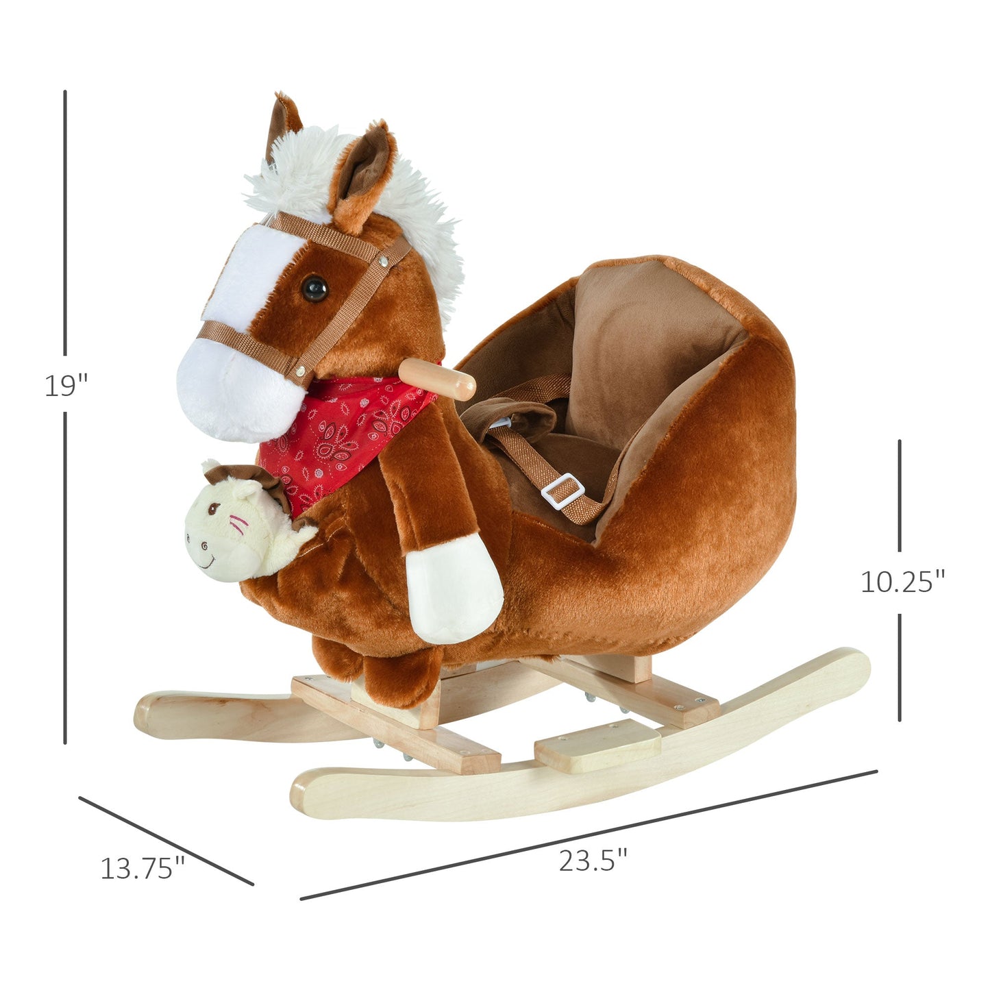 Kids Ride On Rocking Horse with Cradlesong Handle Grip Hand Puppet Traditional Toy Gift for Children 18-36 Months Rocking Toy for Toddler Brown Rocking Horses   at Gallery Canada