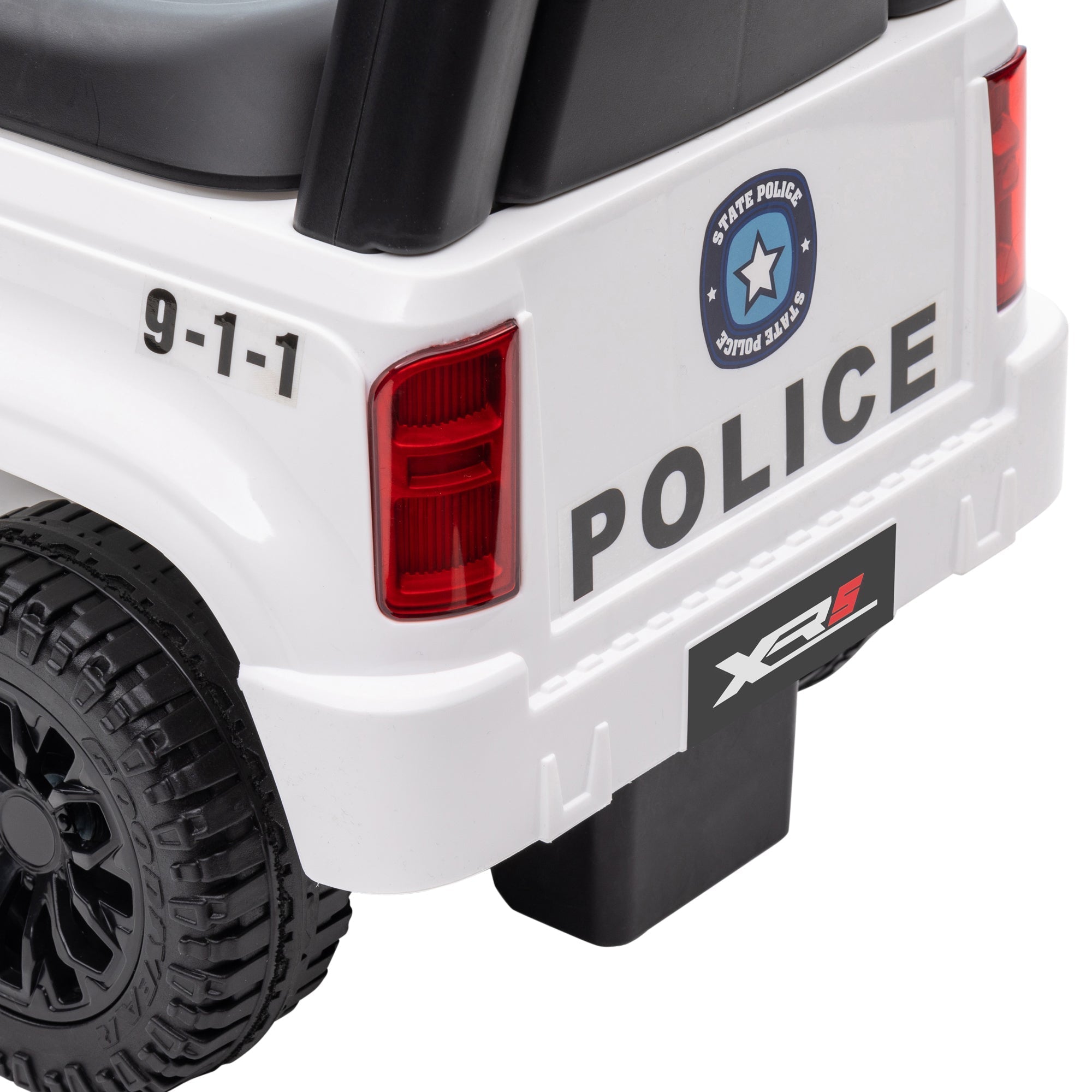 Toddler Police Ride-On Car with Storage, Megaphone, Anti-Tip, White Push Cars for Toddlers   at Gallery Canada