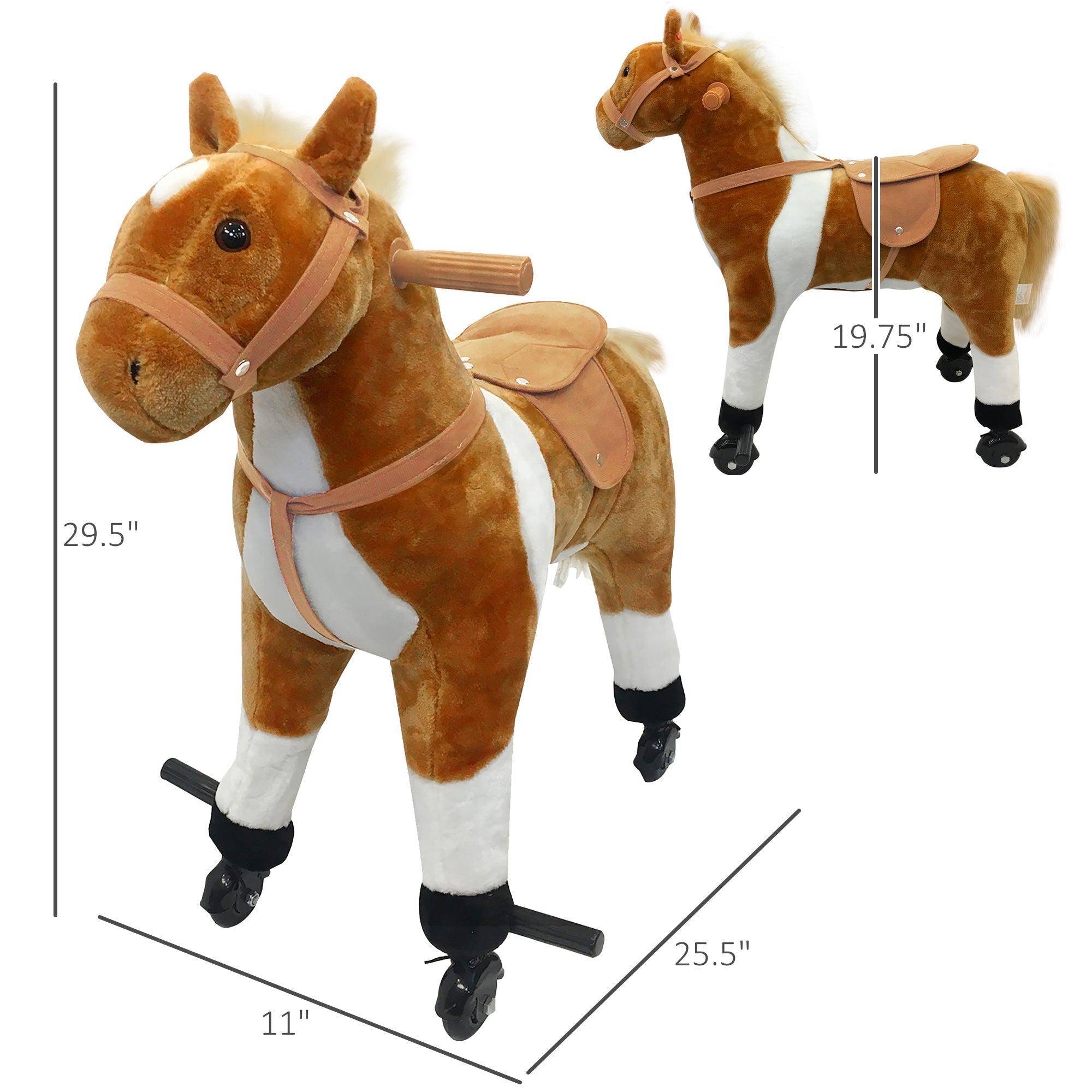 Kids Rocking Horse, Large Walking Ride on Toy for Toddlers 3 year old, Baby Plush Animal Rocker with Sound and Wheel, Brown Rocking Horses   at Gallery Canada