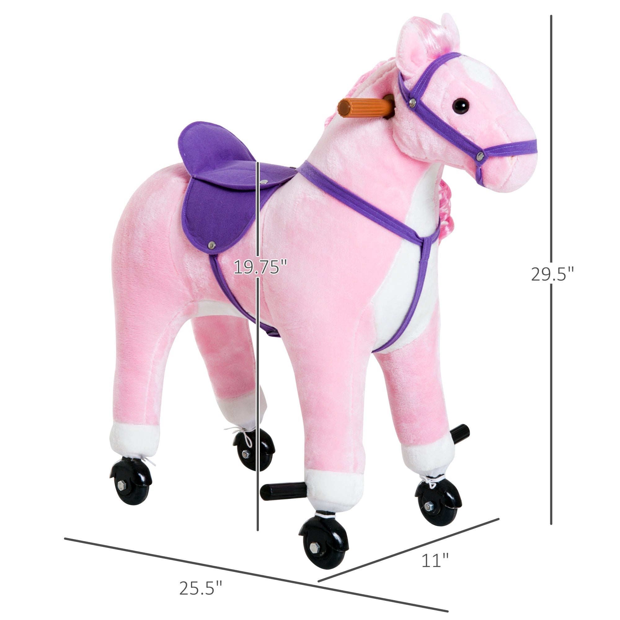 Kids Rocking Horse, Large Walking Ride on Toy for Toddlers 3 year old, Baby Plush Animal Rocker with Sound and Wheel, Pink Rocking Horses   at Gallery Canada