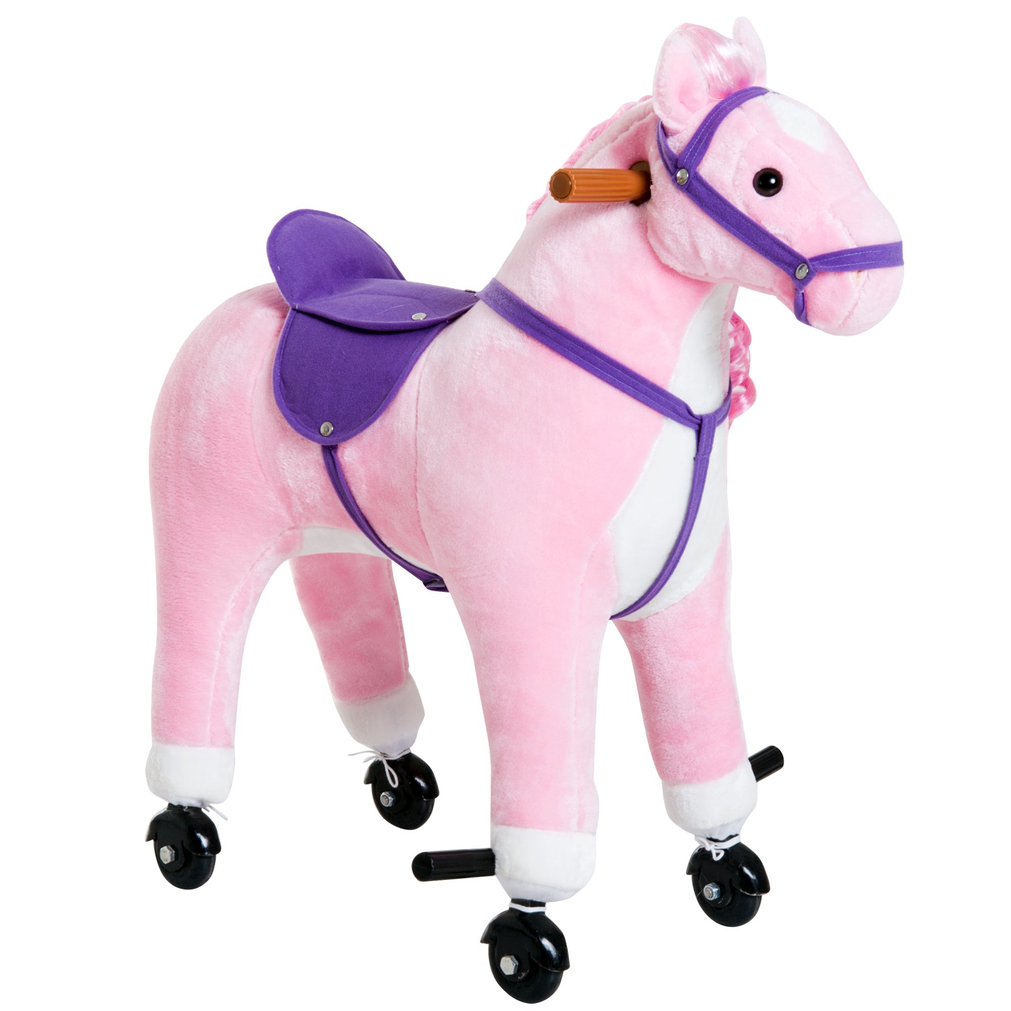 Kids Rocking Horse, Large Walking Ride on Toy for Toddlers 3 year old, Baby Plush Animal Rocker with Sound and Wheel, Pink Rocking Horses Pink  at Gallery Canada