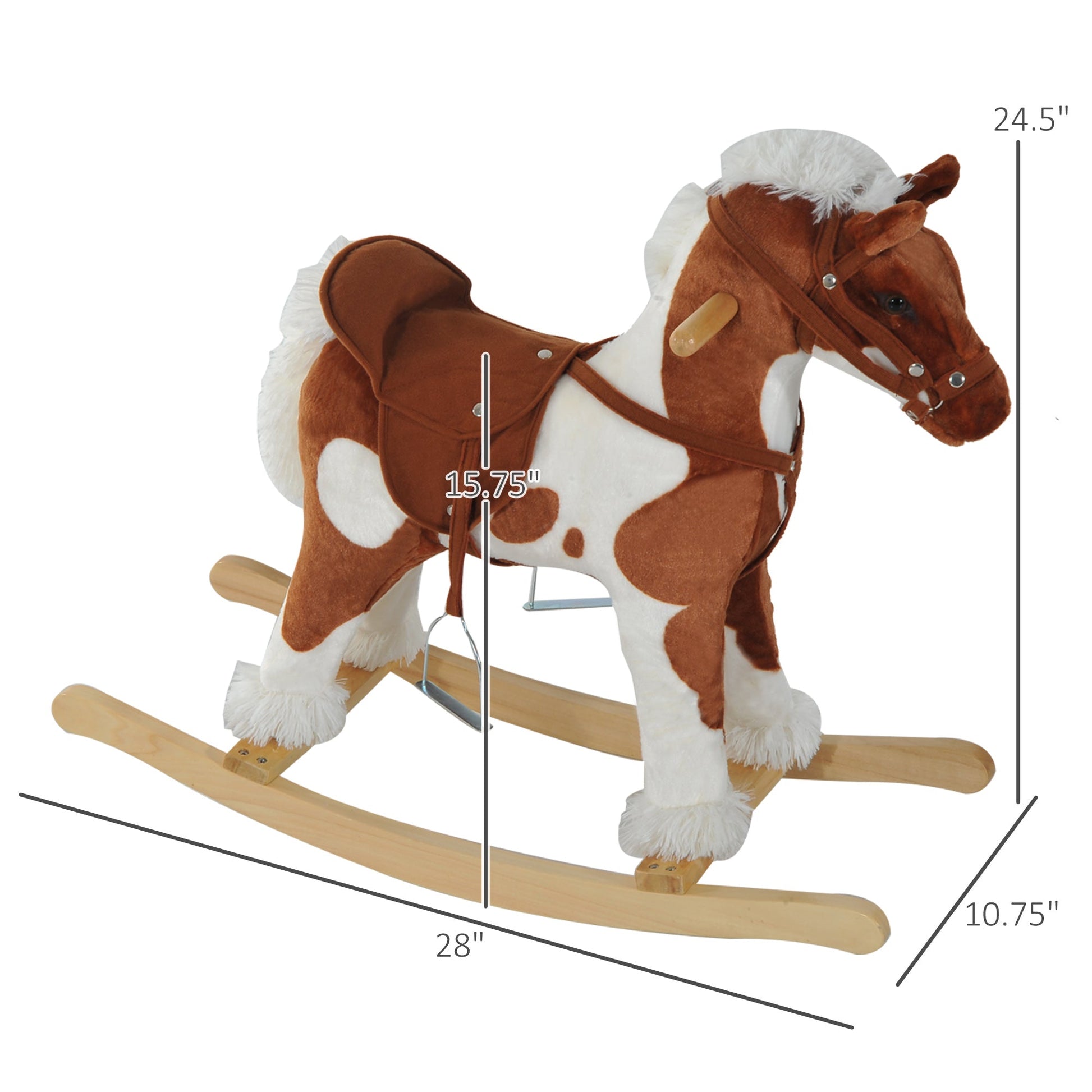 Kids Rocking Horse Ride on Toy for Toddler 3 year old with Nursery Rhyme Music and Light Rocking Horses Light Brown/White  at Gallery Canada