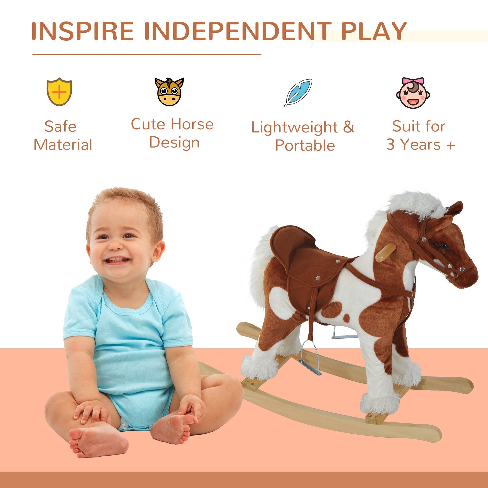 Kids Rocking Horse Ride on Toy for Toddler 3 year old with Nursery Rhyme Music and Light Rocking Horses   at Gallery Canada