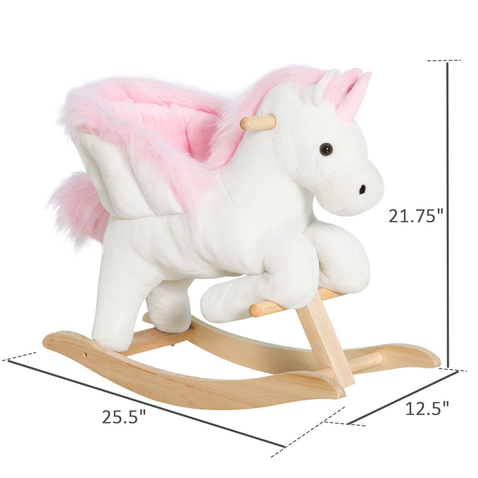 Kids Rocking Horse, Rocking Chair Nursery Plush Unicorn, Child Soft and Warm Ride on toy with Sing Along Song Pink Rocking Horses White and Pink  at Gallery Canada