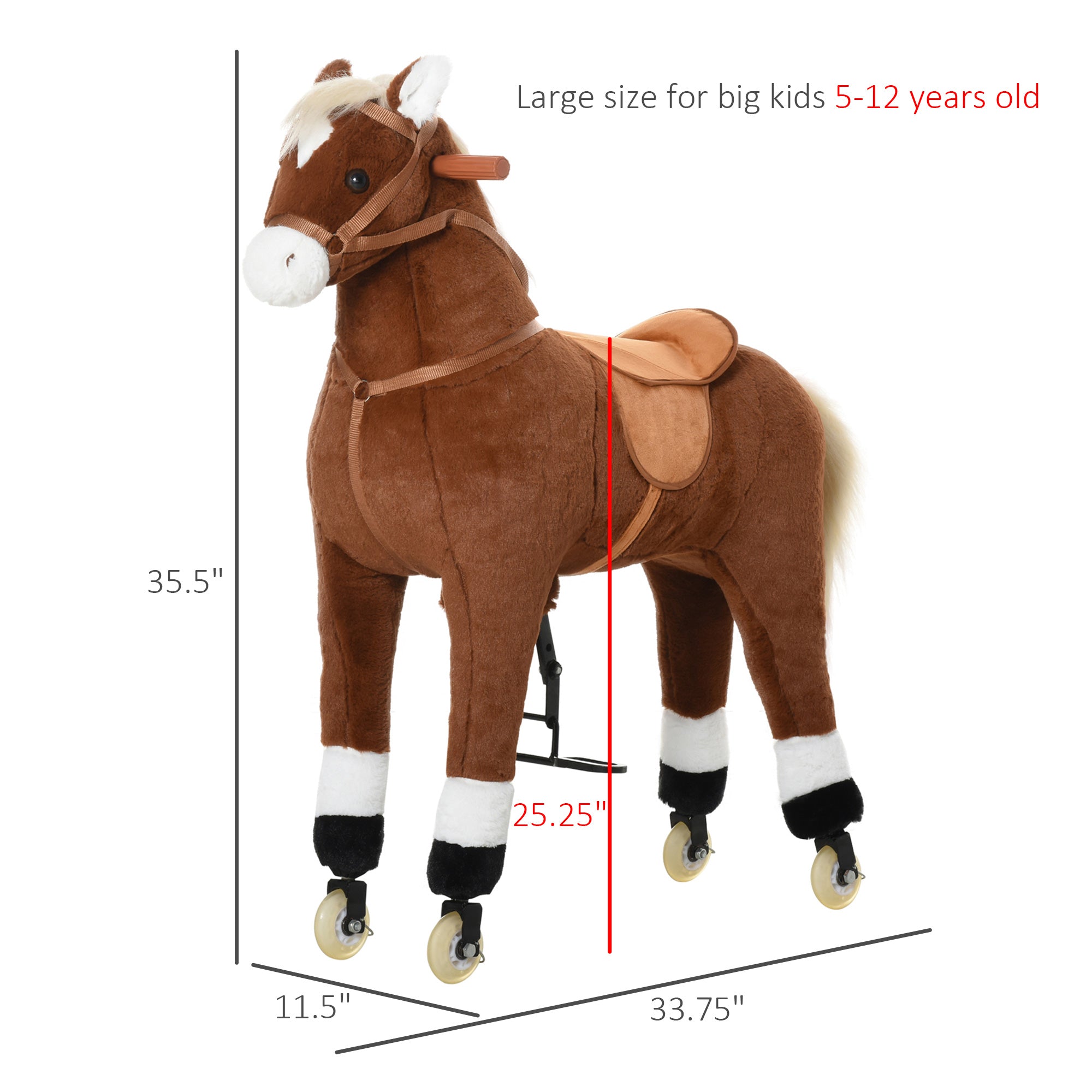 Kids Rocking Horse Walking Horse with Wheels, Large Size Moving Hobby Horse Ride on Toy Gift for Children 5-16 Years Rocking Horses   at Gallery Canada