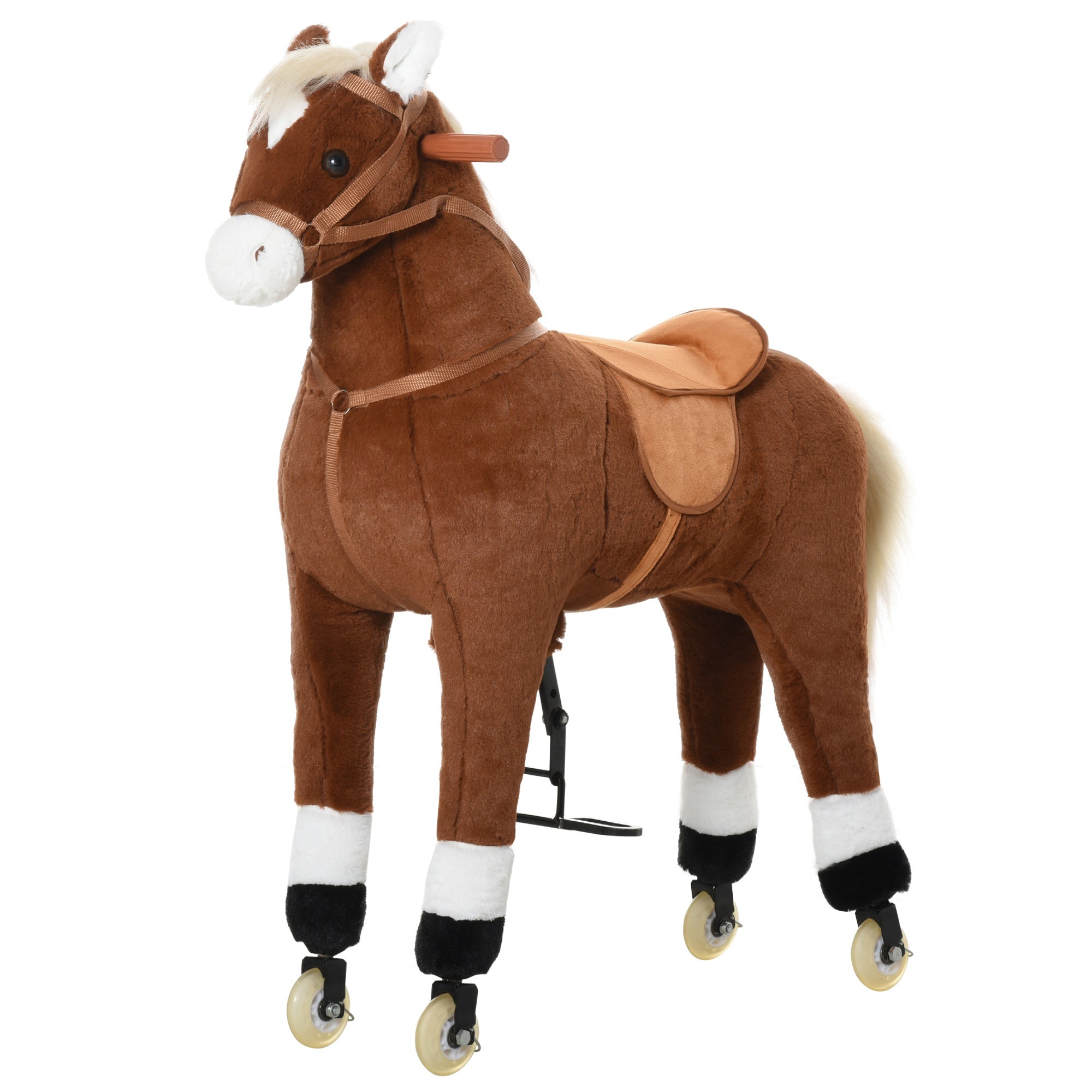 Kids Rocking Horse Walking Horse with Wheels, Large Size Moving Hobby Horse Ride on Toy Gift for Children 5-16 Years Rocking Horses Brown  at Gallery Canada