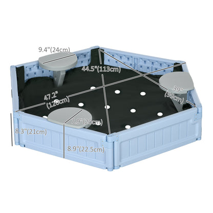 Kids Sandbox with Cover, 3 Seats, Bottom Liner, for 3-12 Years Old, Light Blue Sandboxes & Accessories   at Gallery Canada