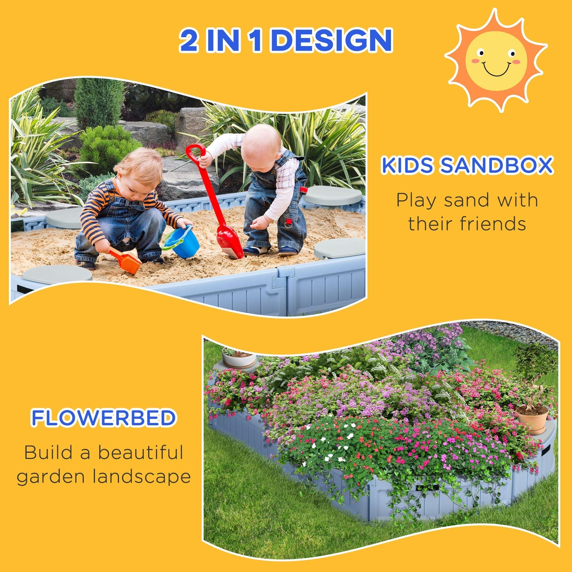 Kids Sandbox with Cover, Seat, Sandbox Outdoor for Backyard, Light Blue Sandboxes & Accessories   at Gallery Canada