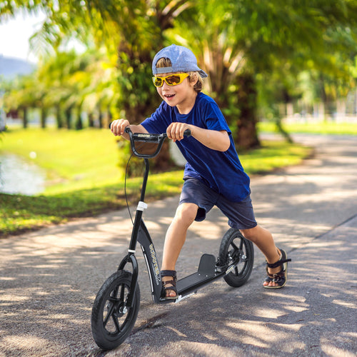 Kids Scooter Street Bike Bicycle for Teens Ride on Toy w/ 12'' Tire for 5-12 Year Old Black