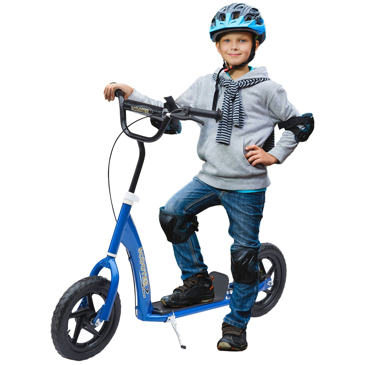 Kids Scooter Street Bike Bicycle for Teens Ride on Toy w/ 12'' Tire for 5-12 Year Old Blue Scooters Blue  at Gallery Canada