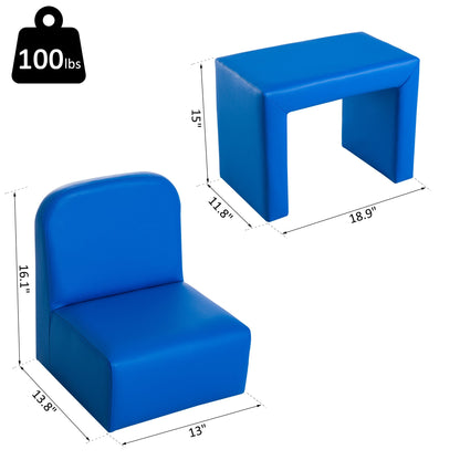 Kids Sofa, 2-in-1 Multi-Functional Toddler Table and Chair, Children Armchair Sturdy Couch for 3-9 Years Old, Blue Kids Chairs & Seating   at Gallery Canada