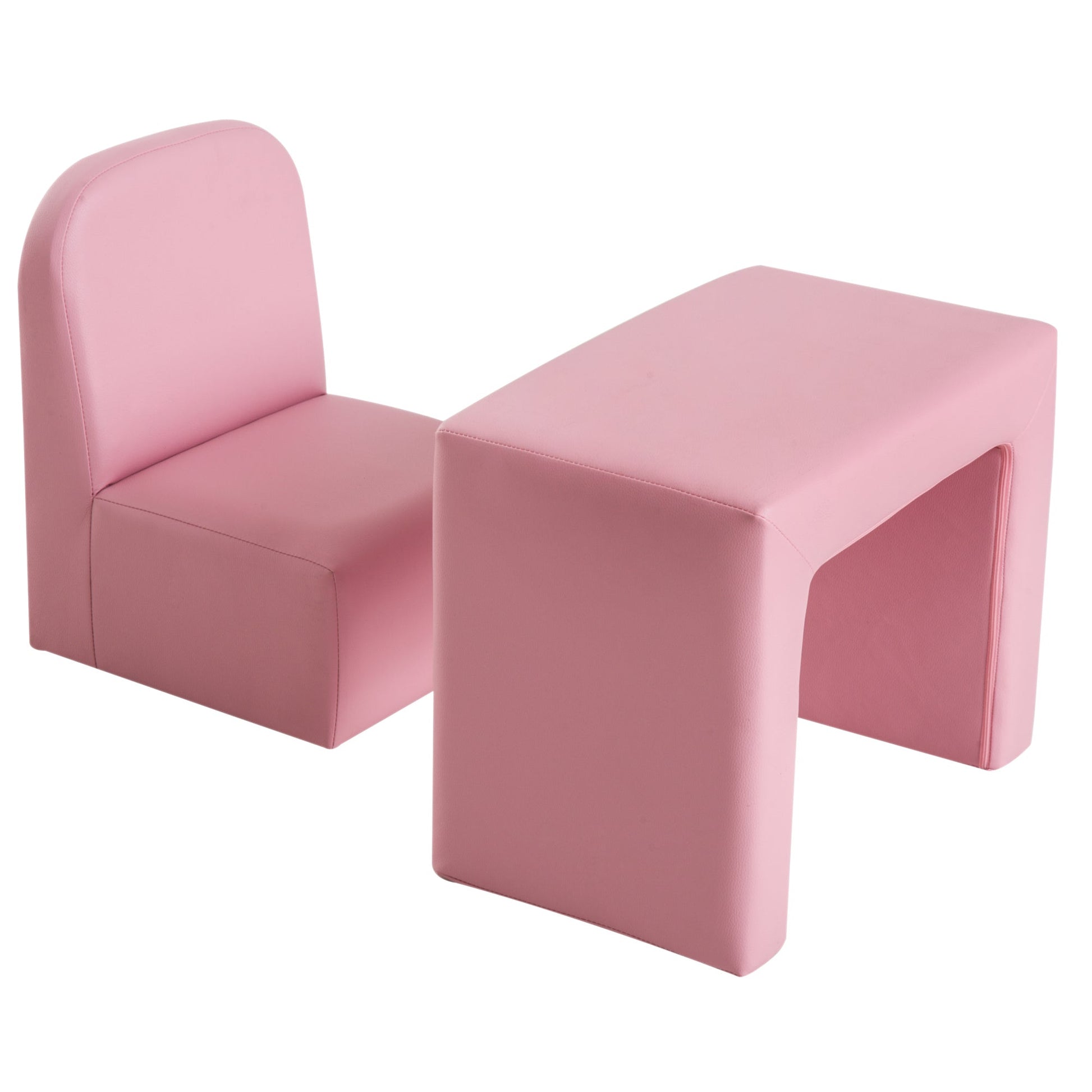 Kids Sofa, 2-in-1 Multi-Functional Toddler Table and Chair, Children Armchair Sturdy Couch for 3-9 Years Old, Pink Kids Chairs & Seating Pink  at Gallery Canada