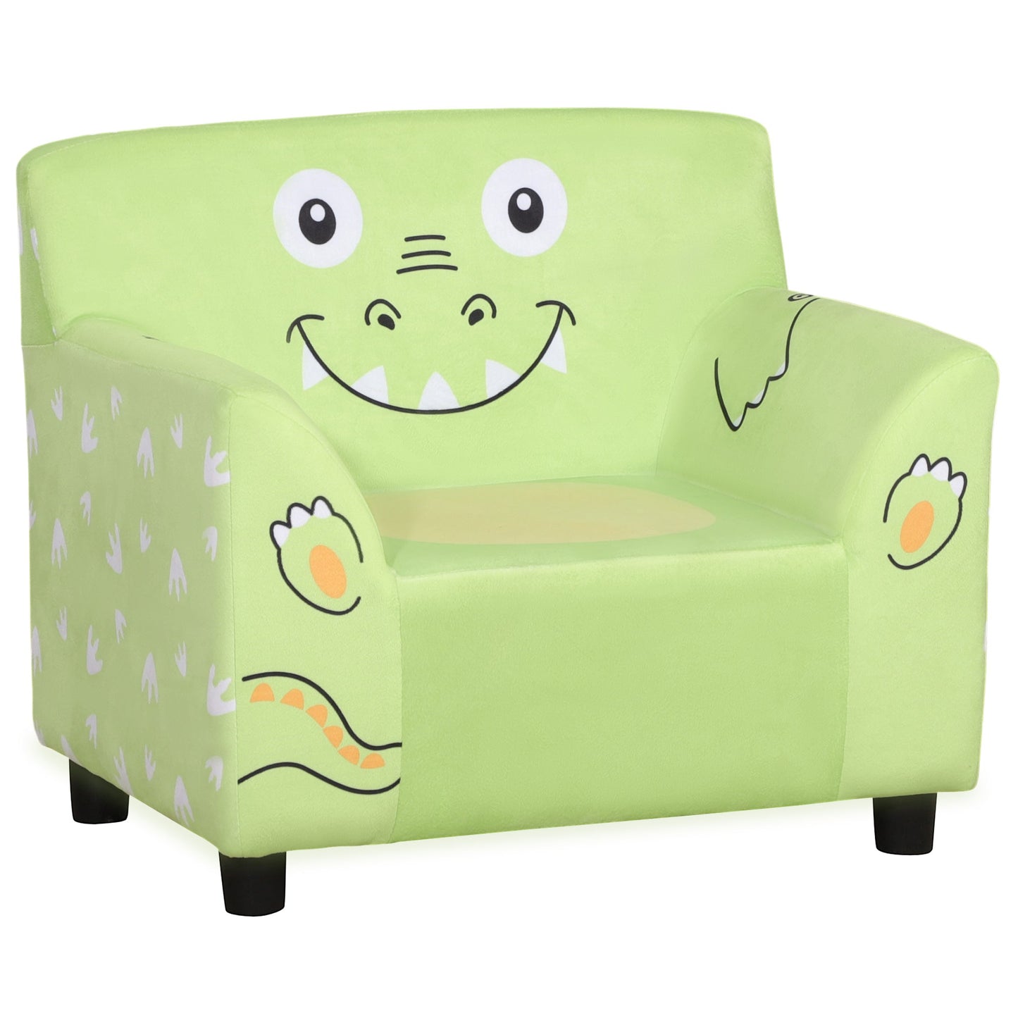 Kids Sofa, Armrest Chair for Preschool, Toddler Couch for Kids Room, Kindergarten with Cute Animal Print, Super-soft Velvet, Eucalyptus Wood, Green Kids Chairs & Seating Green  at Gallery Canada