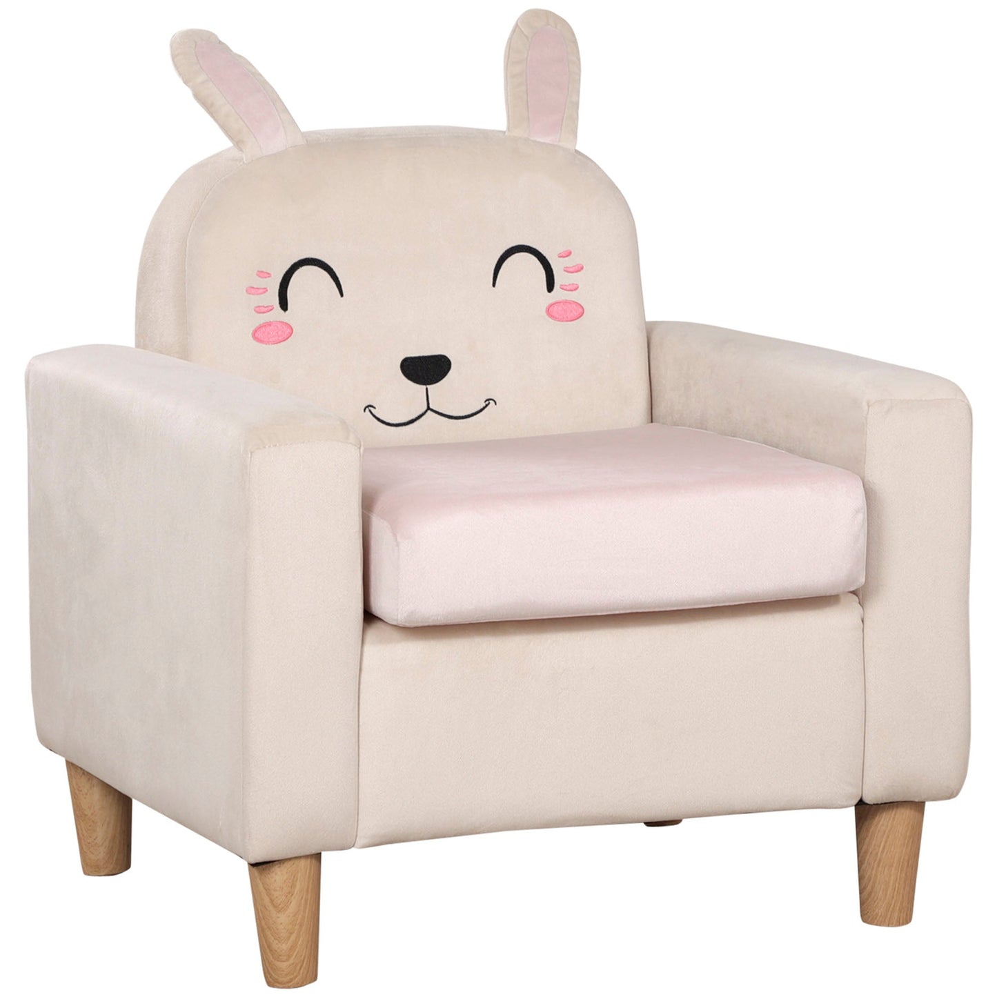 Kids Sofa, Toddler Armchair and Couch with Rabbit Ear Backrest and Wooden Legs for Preschool, Bedroom, Kindergarten, Cream Kids Chairs & Seating Cream  at Gallery Canada