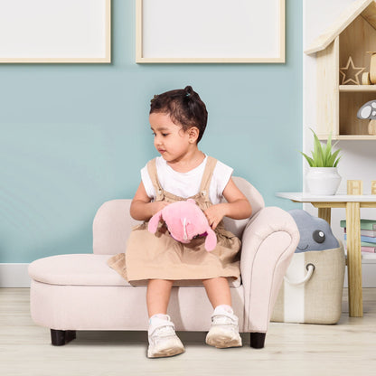 Toddler Sofa with Storage, Eucalyptus Wood Chaise Lounge for Kids Room, Beige Kids Chairs & Seating   at Gallery Canada