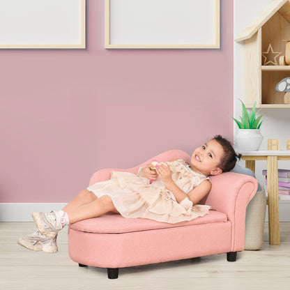 Toddler Sofa with Storage, Eucalyptus Wood Chaise Lounge for Kids Room, Pink Kids Chairs & Seating   at Gallery Canada