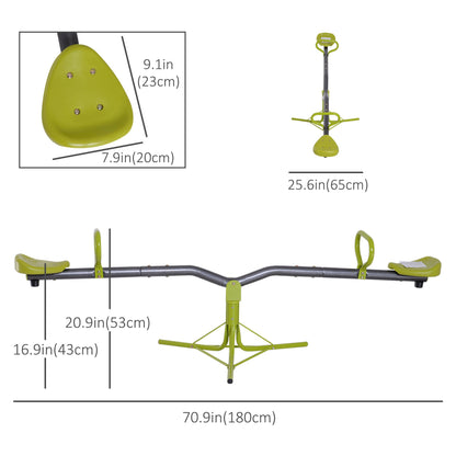 Kids Spinning Seesaw Swivel Teeter Totter Playground Equipment 360° Rotation Child Seesaw Rocker Swing Green &; Grey Gym Sets & Swings   at Gallery Canada