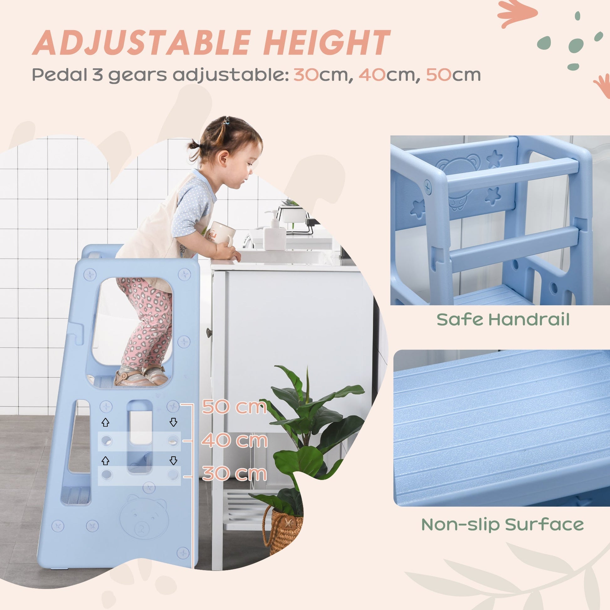 Kids Step Stool Adjustable Standing Platform Light Blue Toddler & Kids Step Stools   at Gallery Canada