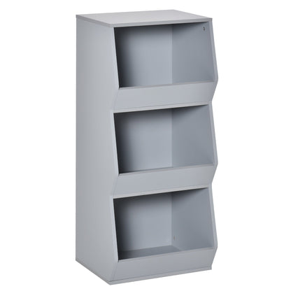 Kids Storage Cabinet 3 Shelves Anti-toppling Toy Storage Organizer Children Bookcase Book Rack for Children's Play Room/Bedroom, Grey Baby & Kids Storage Grey  at Gallery Canada