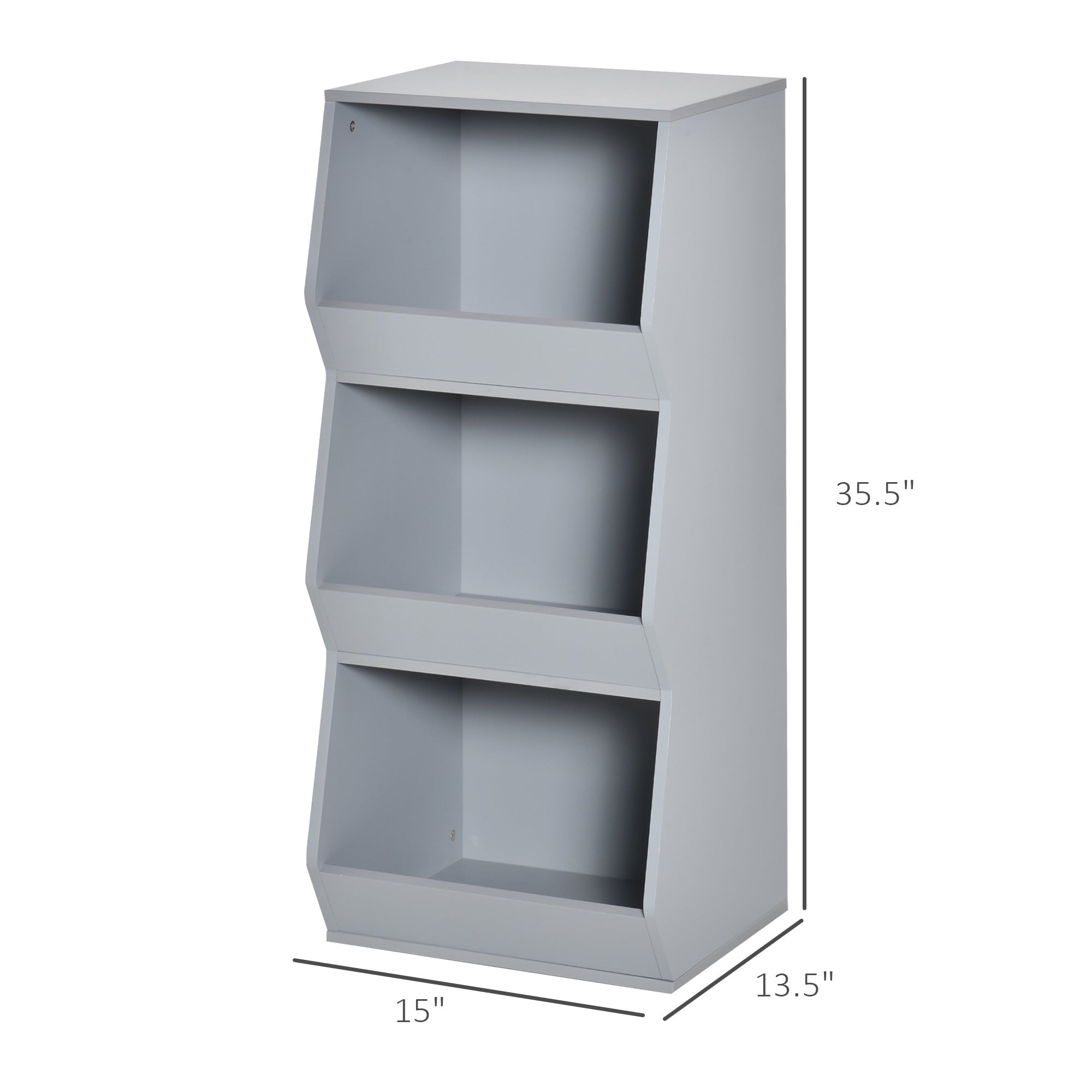 Kids Storage Cabinet 3 Shelves Anti-toppling Toy Storage Organizer Children Bookcase Book Rack for Children's Play Room/Bedroom, Grey Baby & Kids Storage   at Gallery Canada