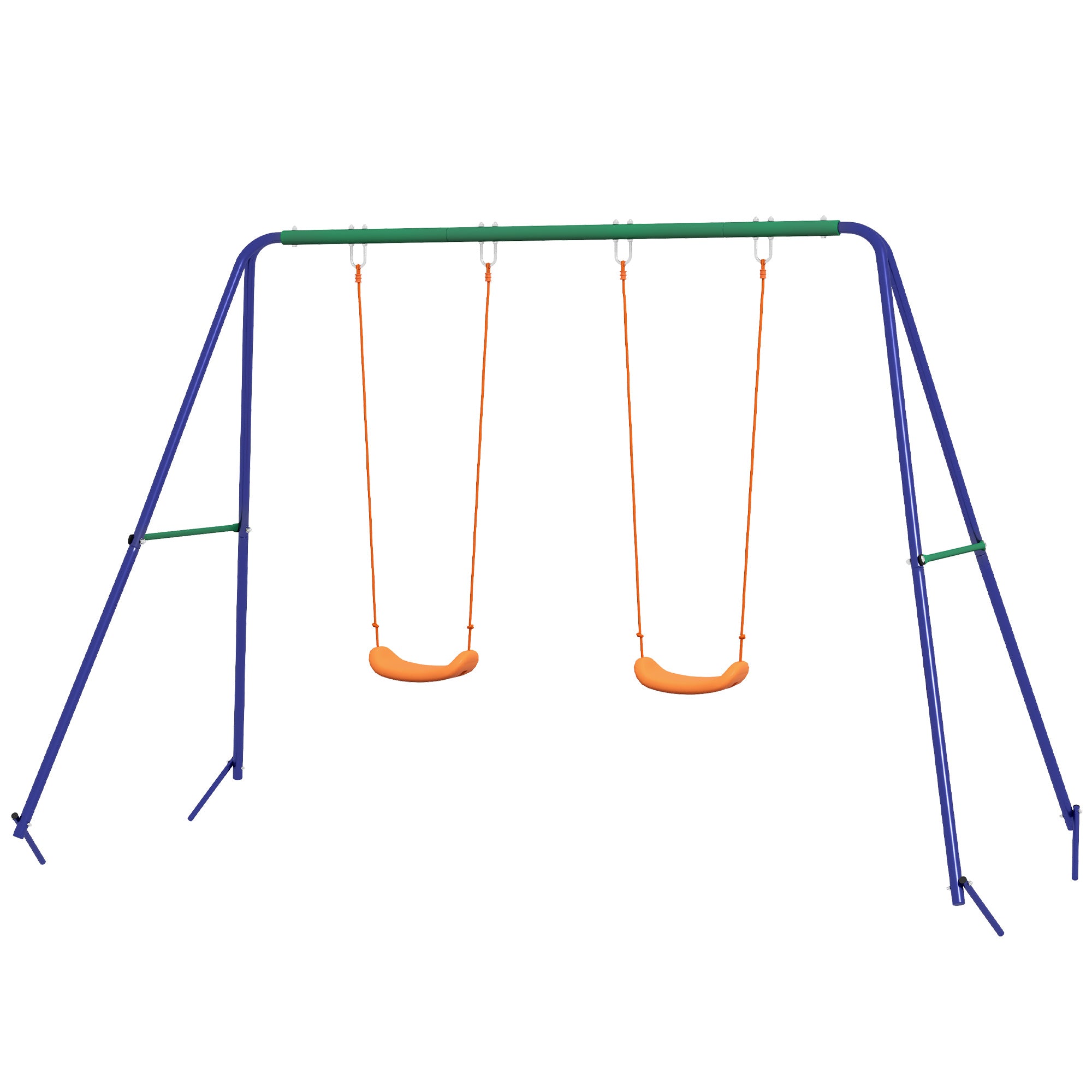 Kids Swing Set Outdoor Metal Swing Frame with Double Swing Seats for 1-2 Children Aged 3-8 Years Old Gym Sets & Swings Multi Colour  at Gallery Canada