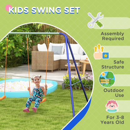 Kids Swing Set Outdoor Metal Swing Frame with Double Swing Seats for 1-2 Children Aged 3-8 Years Old Gym Sets & Swings   at Gallery Canada