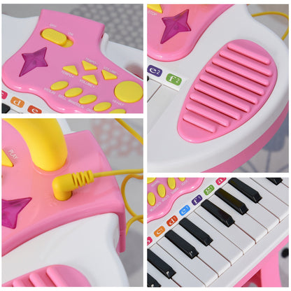 Kids Toddler Toy Piano Keyboard with Included Sitting Stool, Working Microphone, A Fun Bright Flashlight, Pink Electronic Musical Pianos   at Gallery Canada