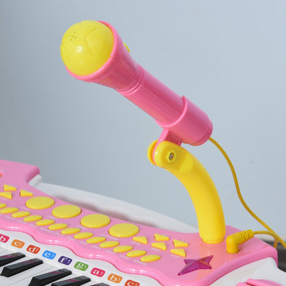 Kids Toddler Toy Piano Keyboard with Included Sitting Stool, Working Microphone, A Fun Bright Flashlight, Pink Electronic Musical Pianos   at Gallery Canada