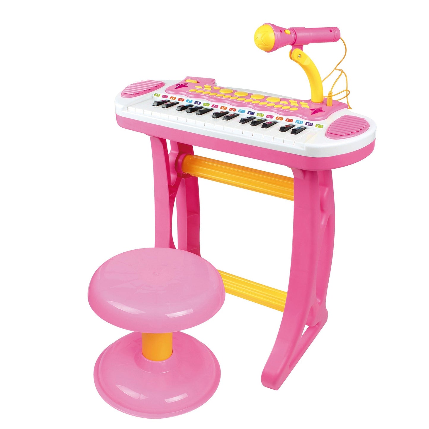 Kids Toddler Toy Piano Keyboard with Included Sitting Stool, Working Microphone, A Fun Bright Flashlight, Pink Electronic Musical Pianos Multi Colour  at Gallery Canada