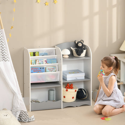 Kids Toy Storage Organizer Shelf, Children Bookshelf for Bedroom, Playroom, Nursery, Grey Baby & Kids Storage   at Gallery Canada