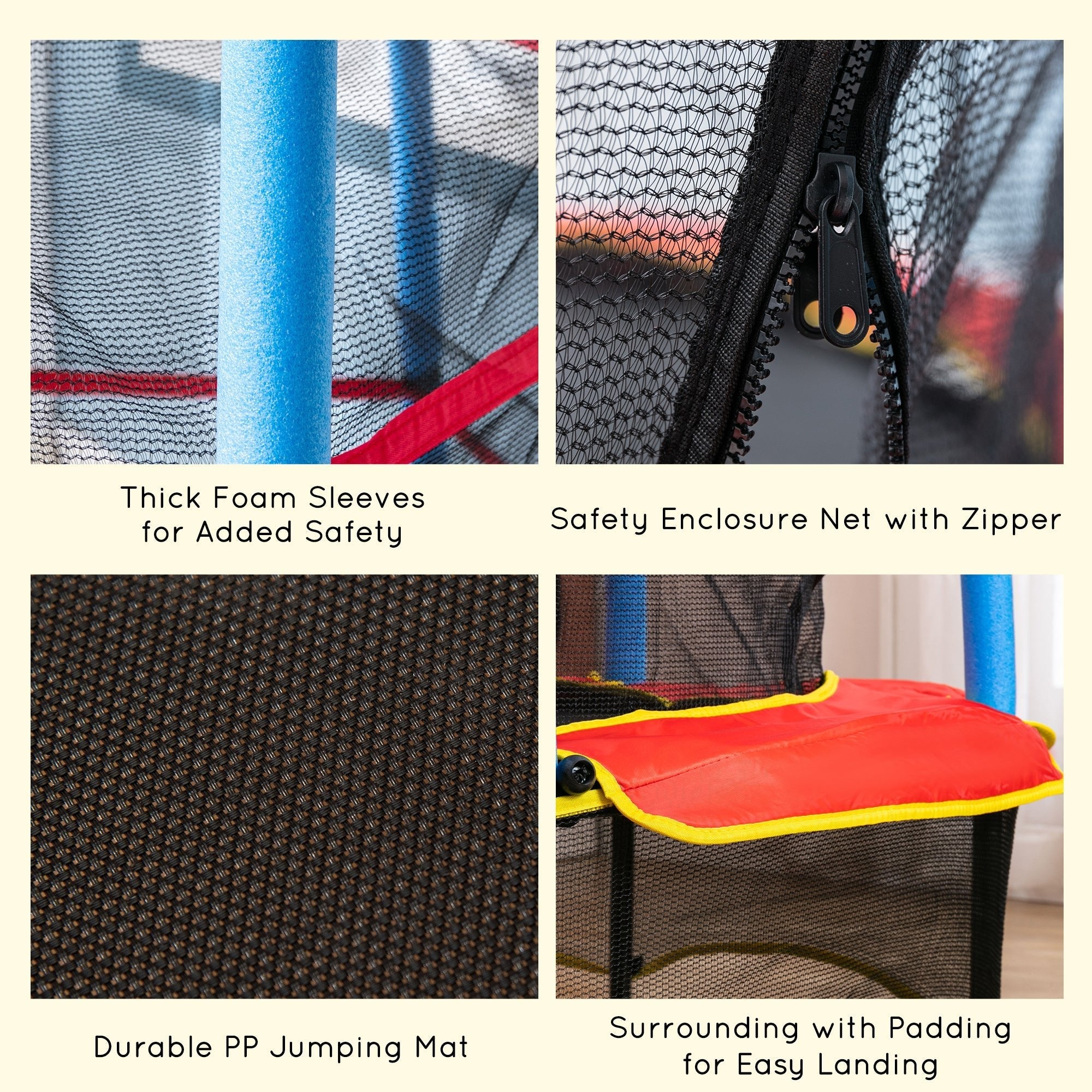 Trampoline with Safety Enclosure Net and Zipper Pad for Kids Ages 3-6, Multi Colour Trampolines   at Gallery Canada