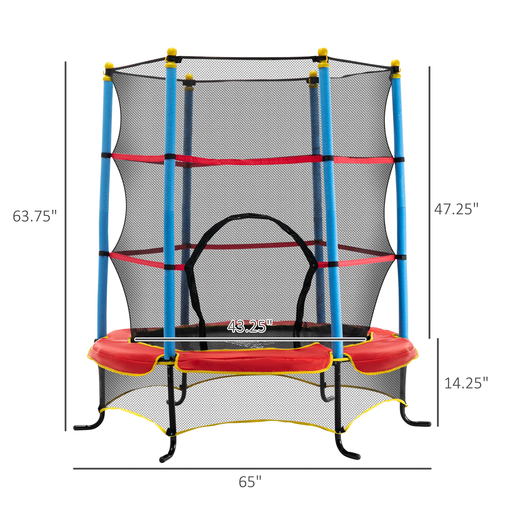 Trampoline with Safety Enclosure Net and Zipper Pad for Kids Ages 3-6, Multi Colour Trampolines   at Gallery Canada