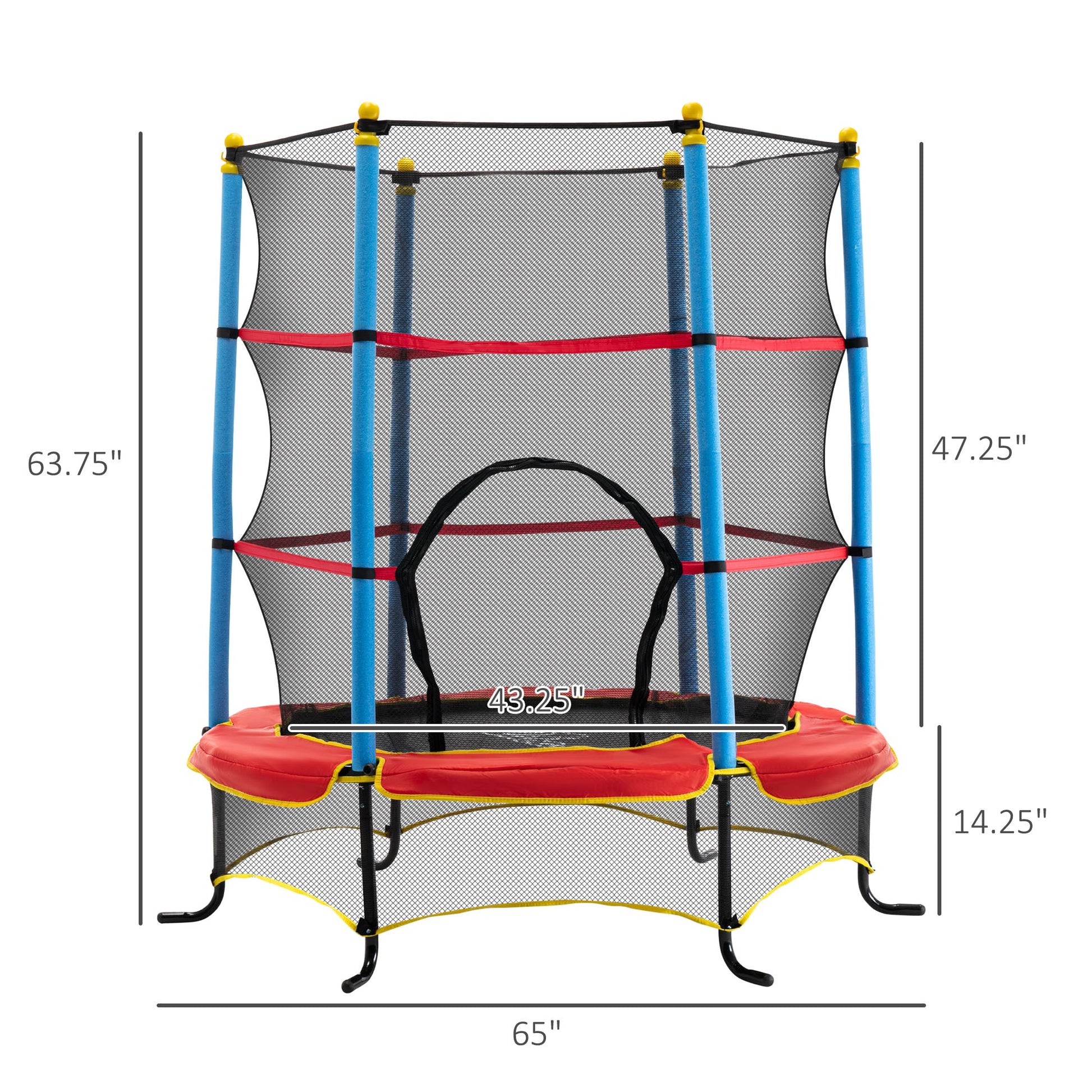 Trampoline with Safety Enclosure Net and Zipper Pad for Kids Ages 3-6, Multi Colour Trampolines   at Gallery Canada