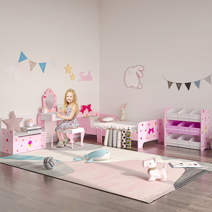 Kids Vanity Table &; Chair Set Girls Dressing Set with Mirror Drawer Cute Patterns for 3-6 Years Old, Pink Kids Bedroom Furniture   at Gallery Canada