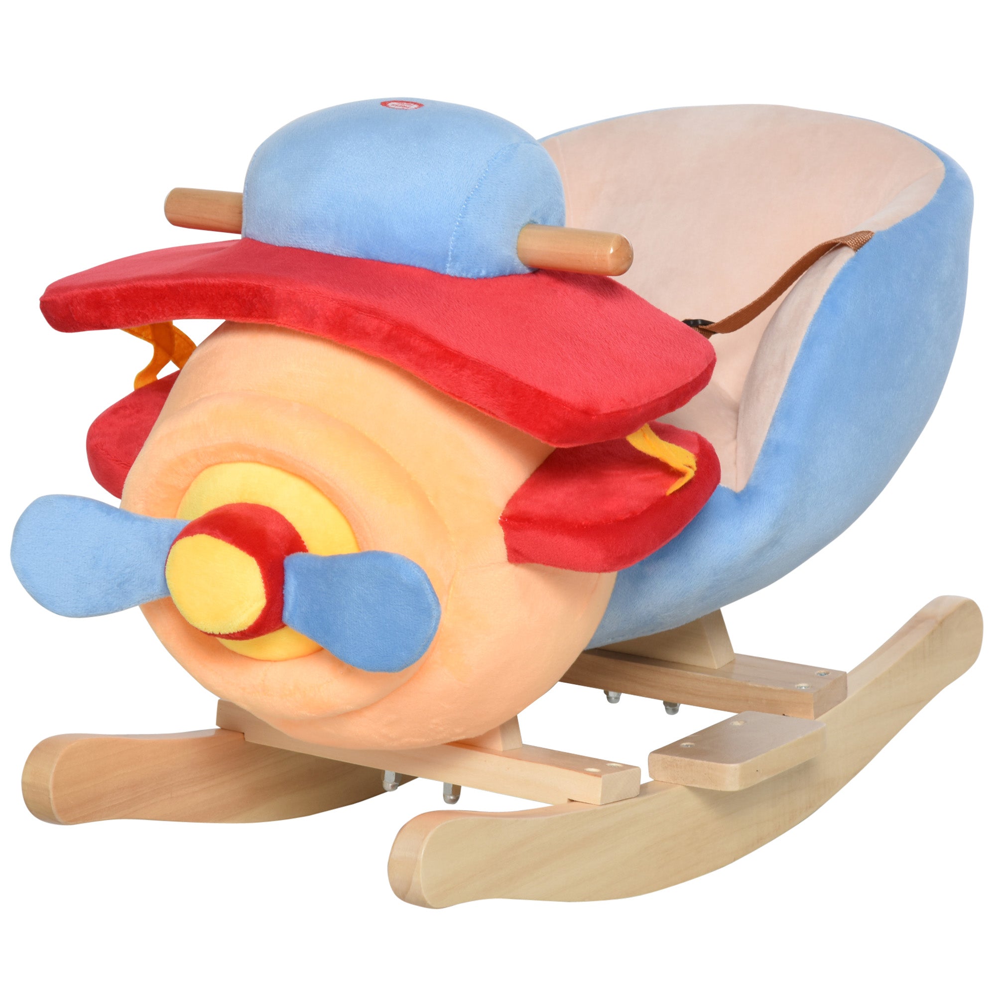 Kids Wooden Plush Ride-On Rocking Plane Chair Toy for Toddler Boy&;Girl with Nursery Rhyme Rocking Horses Multi Colour  at Gallery Canada