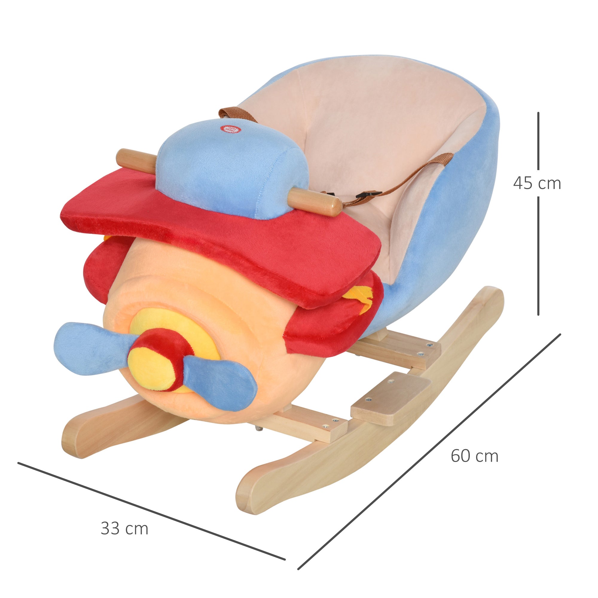 Kids Wooden Plush Ride-On Rocking Plane Chair Toy for Toddler Boy&;Girl with Nursery Rhyme Rocking Horses   at Gallery Canada