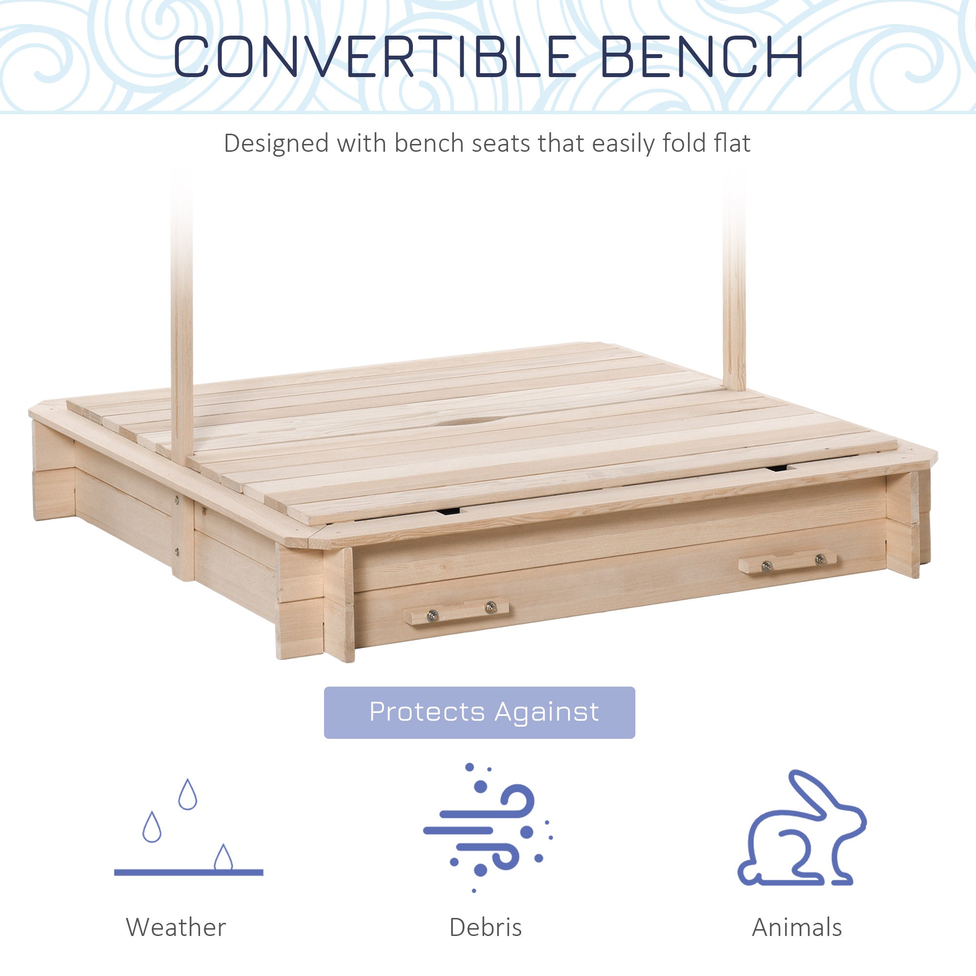 Kids Wooden Sandbox Outdoor Backyard Playset Children Play Station w/ Adjustable Canopy &; Convertible Bench Sand for 3-7 Years Old Sandboxes & Accessories   at Gallery Canada