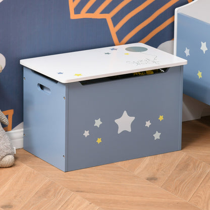 Kids Wooden Toy Storage Box Organizer Chest with Gas Stay Bar Seating Bench 21.75" x 13.5" x 14" Blue Baby & Kids Storage   at Gallery Canada