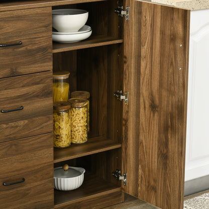 Walnut Kitchen Buffet Hutch with Sliding Door, Adjustable Shelves, Drawers Kitchen Pantry Cabinets   at Gallery Canada