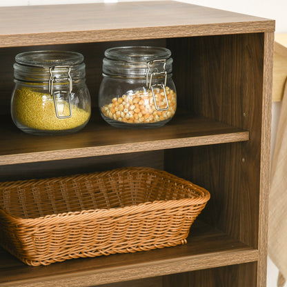 Walnut Kitchen Buffet Hutch with Sliding Door, Adjustable Shelves, Drawers Kitchen Pantry Cabinets   at Gallery Canada