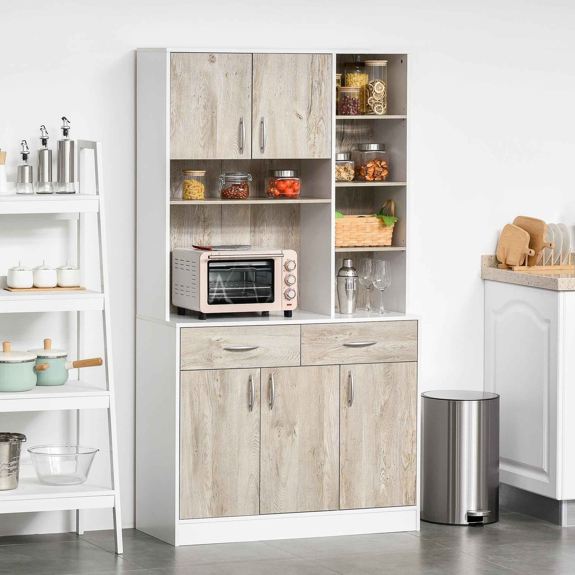 Kitchen Buffet with Hutch Multi Storage Cupboard Cabinet Server Sideboard with Drawers Kitchen Pantry Cabinets   at Gallery Canada