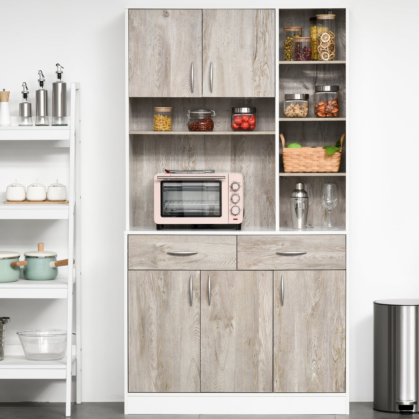 Kitchen Buffet with Hutch Multi Storage Cupboard Cabinet Server Sideboard with Drawers Kitchen Pantry Cabinets   at Gallery Canada