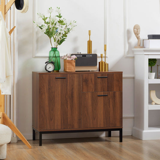 Kitchen Cabinet, Storage Cabinet, Sideboard Floor Accent Cabinet w/ Drawer, Enclosed Cabinet &; Adjustable Shelves, Walnut Brown Bar Cabinets Multi Colour  at Gallery Canada