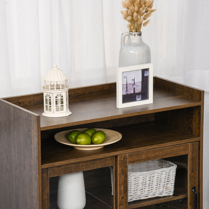 Kitchen Cabinet Storage Sideboard Server Console Buffet Table with Framed Glass Doors Brown Bar Cabinets   at Gallery Canada