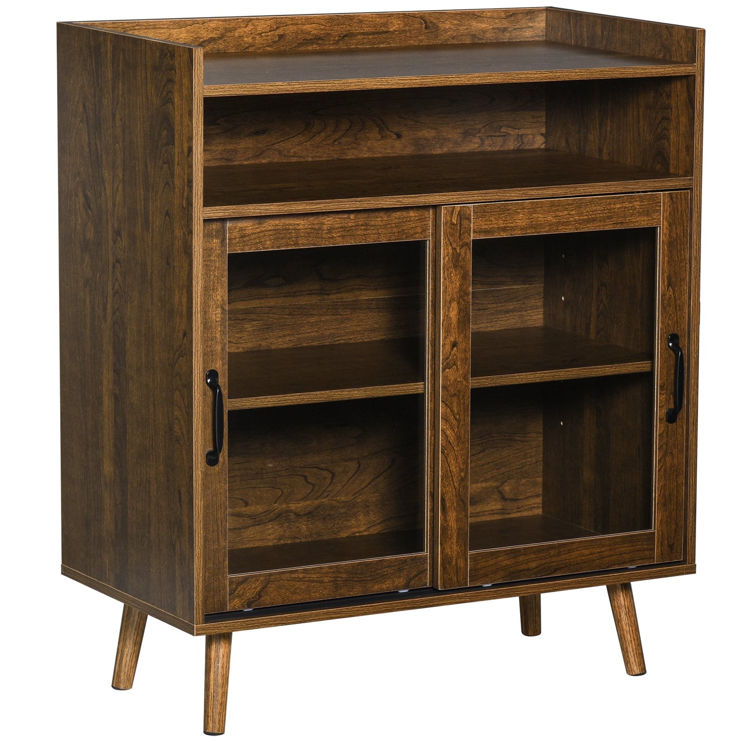 Kitchen Cabinet Storage Sideboard Server Console Buffet Table with Framed Glass Doors Brown Bar Cabinets   at Gallery Canada