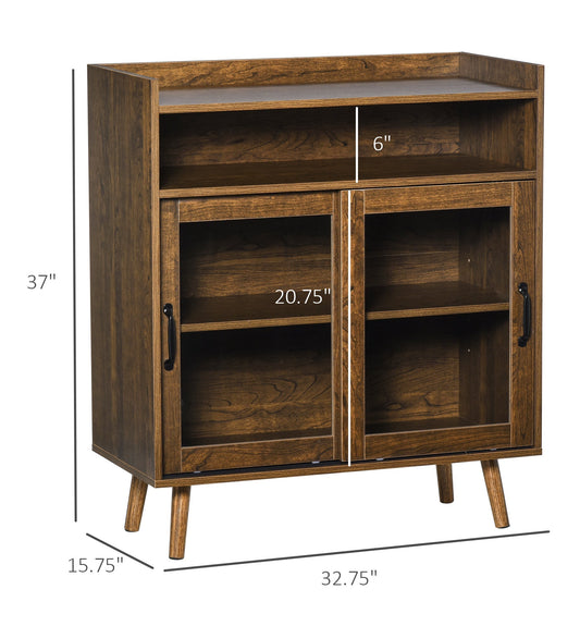 Kitchen Cabinet Storage Sideboard Server Console Buffet Table with Framed Glass Doors Brown Bar Cabinets Brown  at Gallery Canada