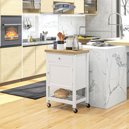 Kitchen Cart on Wheels, Rolling Kitchen Island Cart with Wood Top, Towel Rack, Drawer and Shelf for Home Dining Area Kitchen Islands & Kitchen Carts   at Gallery Canada