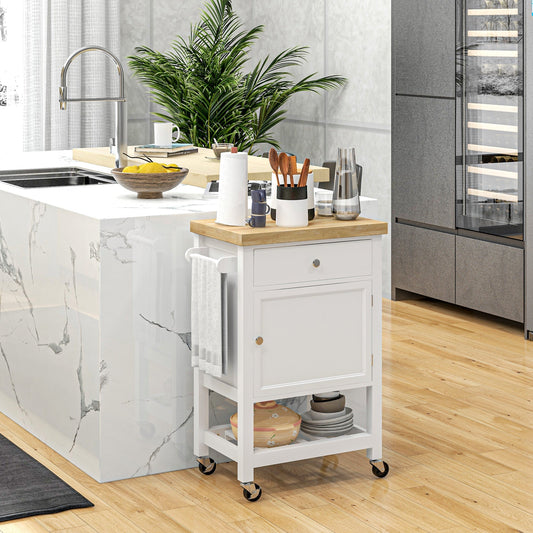 Kitchen Cart on Wheels, Rolling Kitchen Island Cart with Wood Top, Towel Rack, Drawer and Shelf for Home Dining Area Kitchen Islands & Kitchen Carts Multi Colour  at Gallery Canada