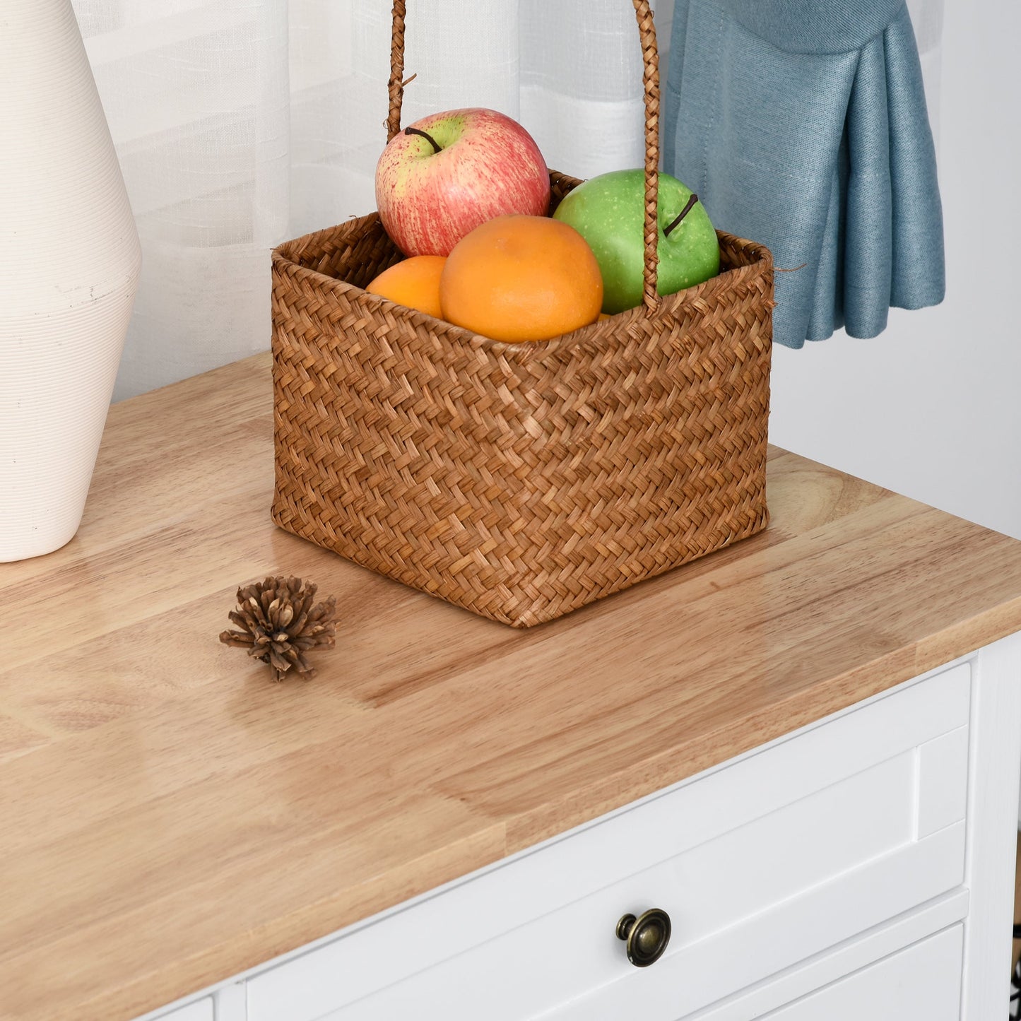 Kitchen Cart on Wheels, Utility Storage Island with Rubber Wood Top, Towel Rack, Cabinets, Drawers, White Kitchen Islands & Kitchen Carts   at Gallery Canada