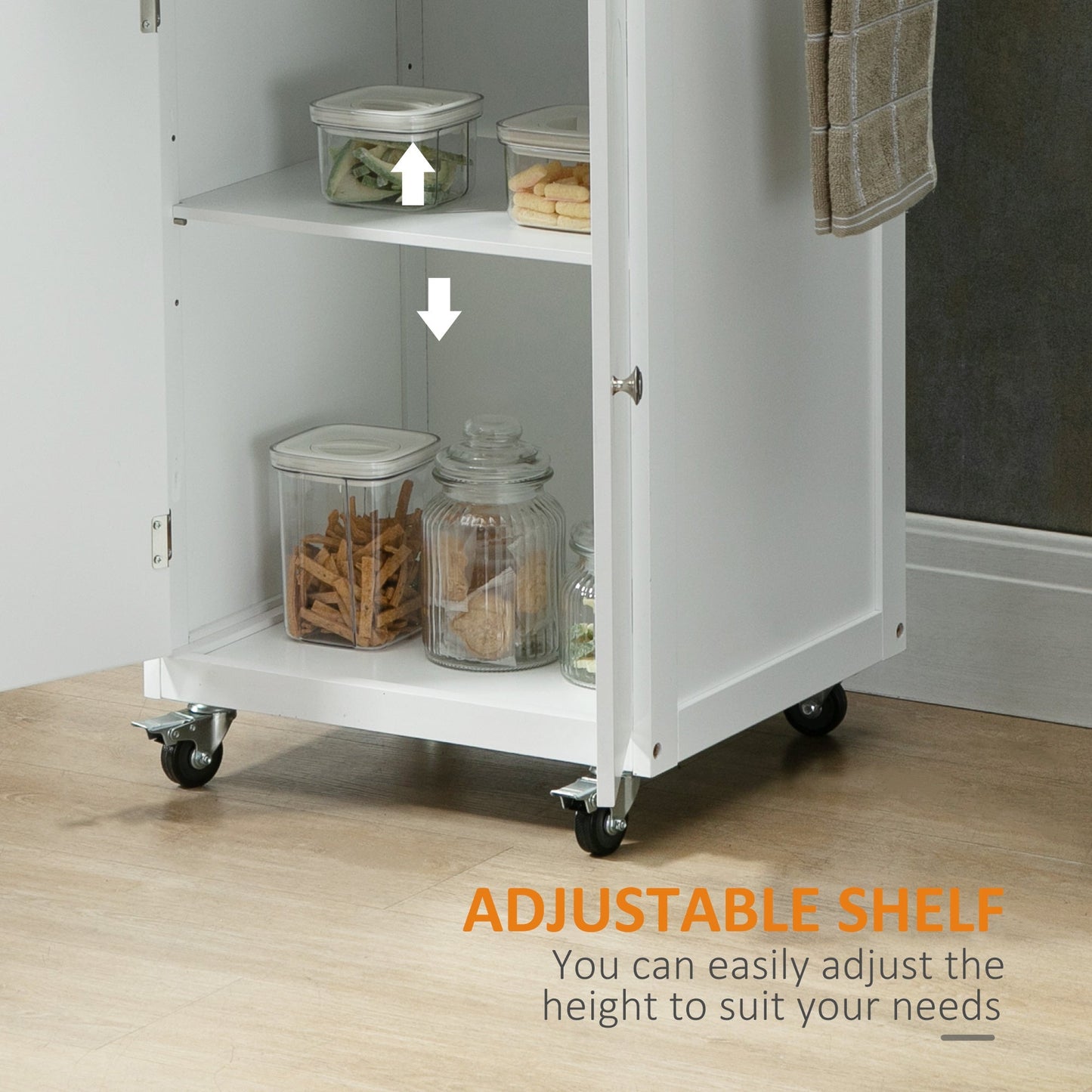 Kitchen Cart, Small Kitchen Island, Stainless Steel Top Utility Trolley on Wheels with Storage Drawer for Dining Room, Kitchen, White - Gallery Canada